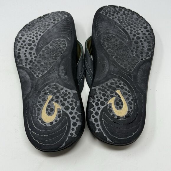 Olukai Hokua Sandals Flip Flops Mens 13 Gray Green Thong Comfort Casual Beach
